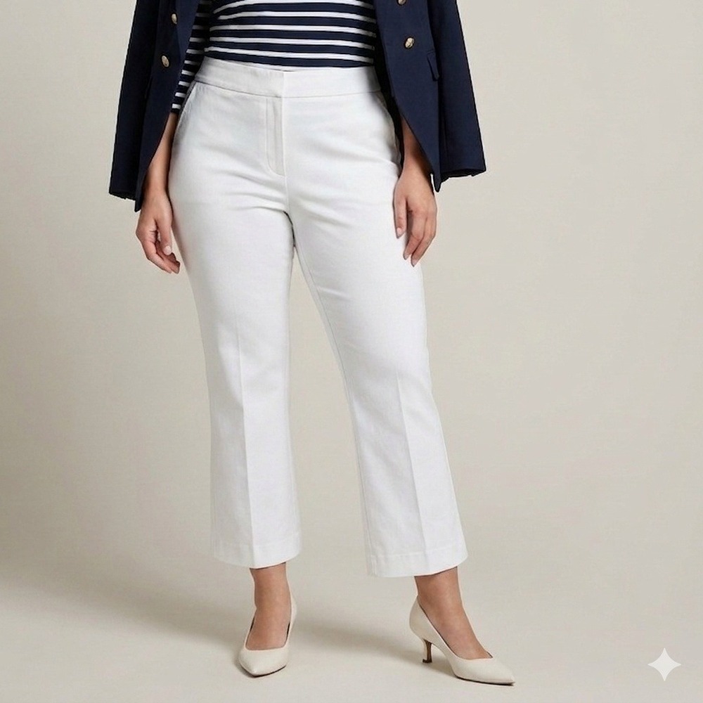 Spanx Kick Flare Pant Classic White Large Petite Cropped‎ Work Trousers 20373Q